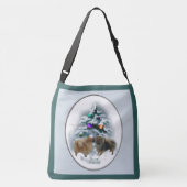 Pomeranian Kerstmis Crossbody Tas (Achterkant)