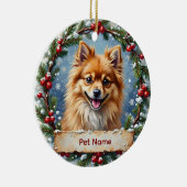 Pomeranian Kerstmis Keramisch Ornament (Rechts)