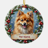 Pomeranian Kerstmis Keramisch Ornament (Voorkant)