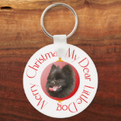 Pomeranian Kerstmis Sleutelhanger (Voorkant)