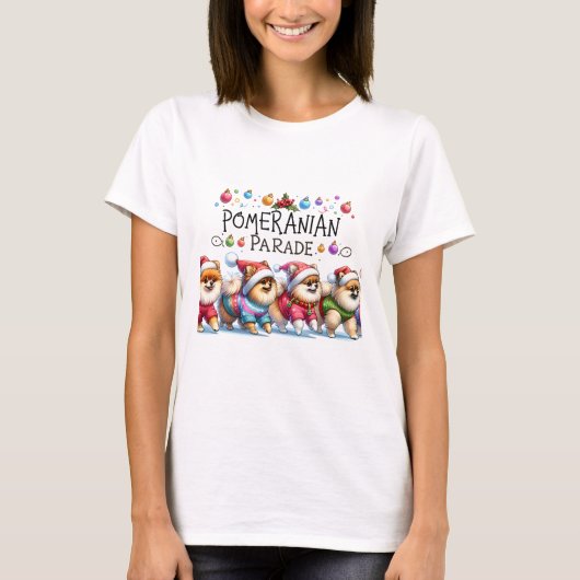 Pomeranian Kerstparade T-shirt (Voorkant)