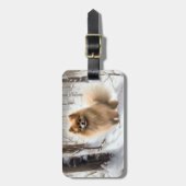 Pomeranian Laat het Sneeuwen Kerstmis Bagagelabel (Voorkant verticaal)