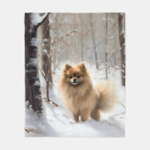 Pomeranian Laat het sneeuwen Kerstmis Fleece Deken (Voorkant)