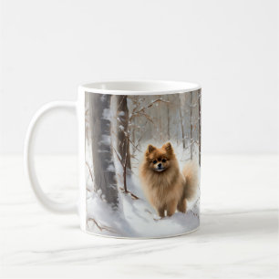 Pomeranian Laat het sneeuwen Kerstmis Koffiemok