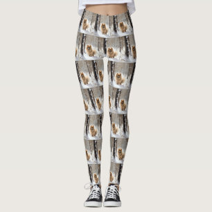 Pomeranian Laat het Sneeuwen Kerstmis Leggings