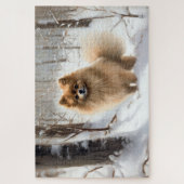 Pomeranian Laat het sneeuwen Kerstmis Legpuzzel (Verticaal)