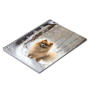 Pomeranian Laat het Sneeuwen Kerstmis Notitieboek