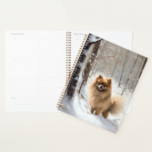 Pomeranian Laat het sneeuwen Kerstmis Planner (Display)