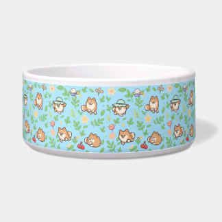 Pomeranian Lente Bloem Hondenkom Cute Huisdier Ont Voerbakje