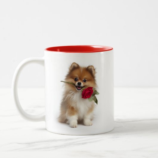 Pomeranian Liefde Tweekleurige Koffiemok (Links)