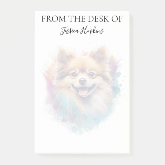 Pomeranian Liefhebber Geborduurde Hond Post-it® Notes (Voorkant)