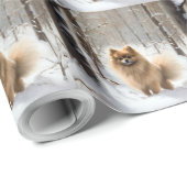 Pomeranian liet het sneeuwKerstmis Cadeaupapier (Rol Hoek)