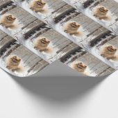 Pomeranian liet het sneeuwKerstmis Cadeaupapier (Hoek)