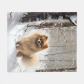 Pomeranian liet het sneeuwKerstmis Fleece Deken (Voorkant (Horizontaal))