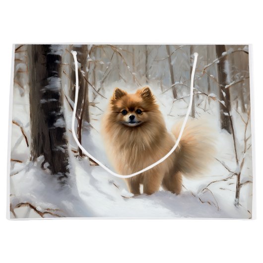 Pomeranian liet het sneeuwKerstmis Groot Cadeauzakje (Voorkant)
