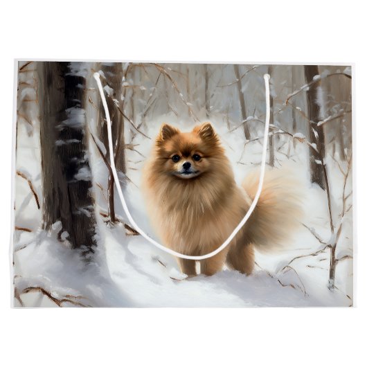 Pomeranian liet het sneeuwKerstmis Groot Cadeauzakje (Achterkant)