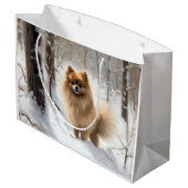 Pomeranian liet het sneeuwKerstmis Groot Cadeauzakje (Achterkant Gekanteld)