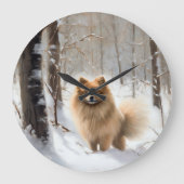 Pomeranian liet het sneeuwKerstmis Grote Klok (Voorkant)