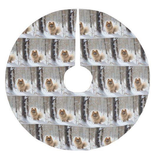 Pomeranian liet het sneeuwKerstmis Kerstboom Rok (Voorkant)