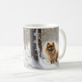 Pomeranian liet het sneeuwKerstmis Koffiemok (Voorkant rechts)