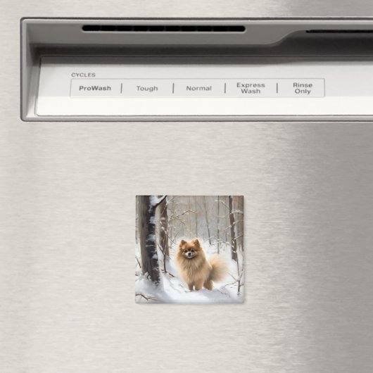 Pomeranian liet het sneeuwKerstmis Magneet (Insitu (Vaatwasser))