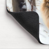 Pomeranian liet het sneeuwKerstmis Muismat (Hoek)