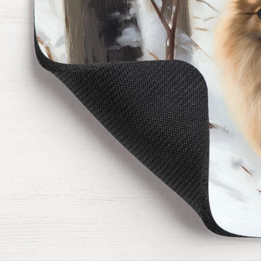 Pomeranian liet het sneeuwKerstmis Muismat (Hoek)