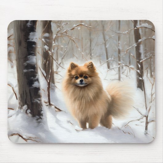 Pomeranian liet het sneeuwKerstmis Muismat (Voorkant)