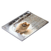 Pomeranian liet het sneeuwKerstmis Notitieboek (Linkerzijde)