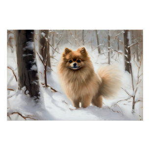 Pomeranian liet het sneeuwKerstmis Perfect Poster