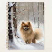 Pomeranian liet het sneeuwKerstmis Planner (Voorkant)