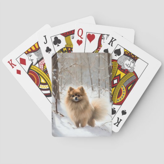 Pomeranian liet het sneeuwKerstmis Pokerkaarten (Achterkant)