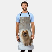 Pomeranian liet het sneeuwKerstmis Schort (Gedragen)