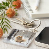 Pomeranian liet het sneeuwKerstmis Sleutelhanger (Voorkant Rechts)