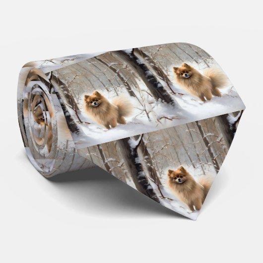 Pomeranian liet het sneeuwKerstmis Stropdas (Opgerold)