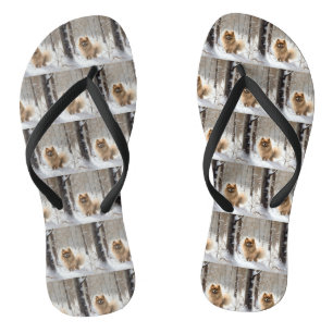 Pomeranian liet het sneeuwKerstmis Teenslippers