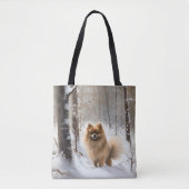 Pomeranian liet het sneeuwKerstmis Tote Bag (Voorkant)