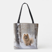 Pomeranian liet het sneeuwKerstmis Tote Bag (Achterkant)