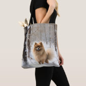 Pomeranian liet het sneeuwKerstmis Tote Bag (Dichtbij)