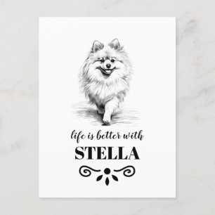Pomeranian Life is beter met aangepaste hondennaam Briefkaart
