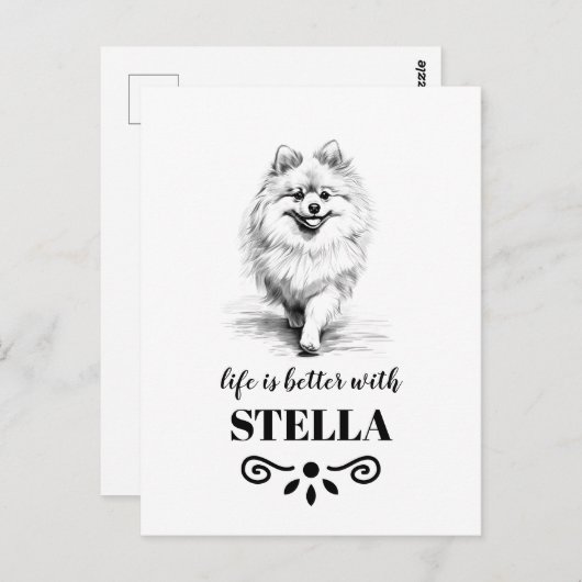 Pomeranian Life is beter met aangepaste hondennaam Briefkaart (Voorkant / Achterkant)