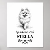 Pomeranian Life is beter met aangepaste hondennaam Poster (Voorkant)