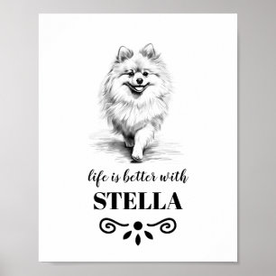 Pomeranian Life is beter met aangepaste hondennaam Poster