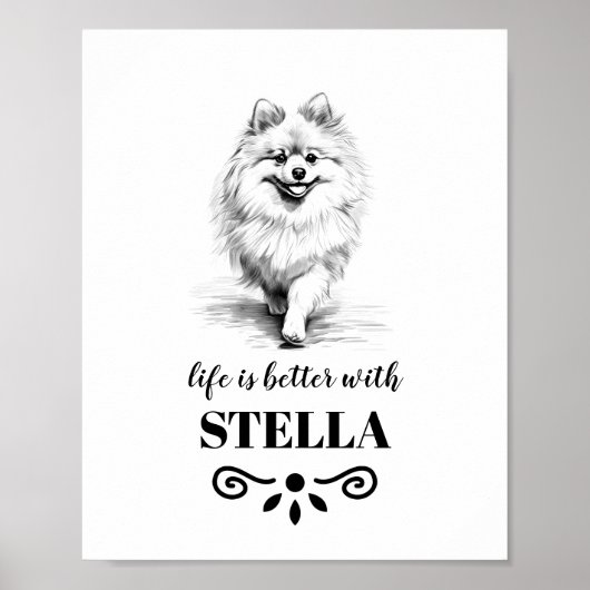 Pomeranian Life is beter met aangepaste hondennaam Poster (Voorkant)