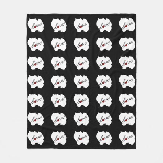 Pomeranian Love Fleece Deken (Voorkant)