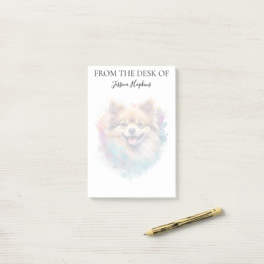 Pomeranian Lover Monogrammed Dog  Post-it® Notes (Op bureau)