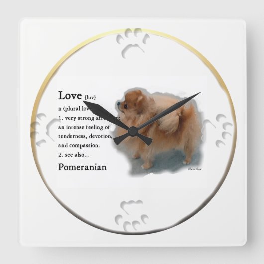 Pomeranian Lovers Gifts Vierkante Klok (Voorkant)