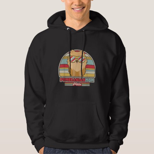 Pomeranian mama Retro Hoodie (Voorkant)
