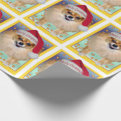 Pomeranian Marley Funny Bad Santa Dog Kerstmis Cadeaupapier (Hoek)