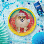 Pomeranian Marley Funny Bad Santa Dog Kerstmis Papieren Bordje (Feest)